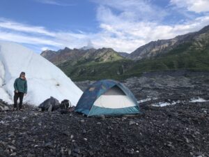 tent on glacier moraine