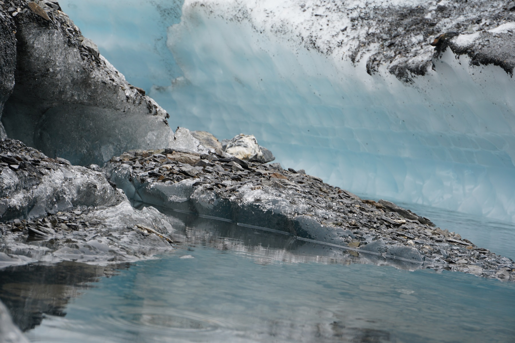 blue ice and glacier meltwater