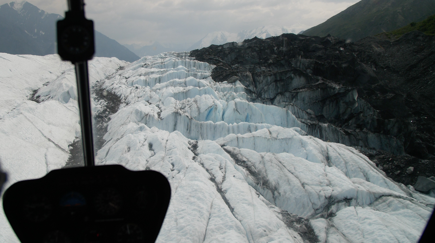 glacier aerial view from helicopter