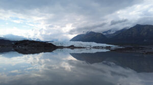 glacier reflecting in melt pool in Matanuska Valley
